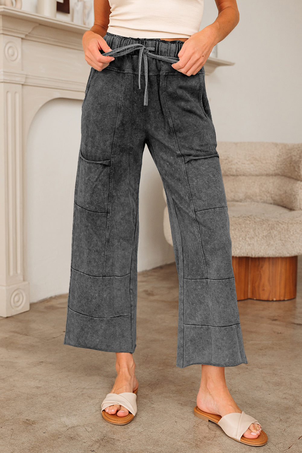 Wild Ginger Mineral-Wash Wide-Leg Pants