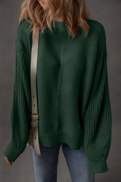 Dusty Blue Front-Seam Relaxed Sweater