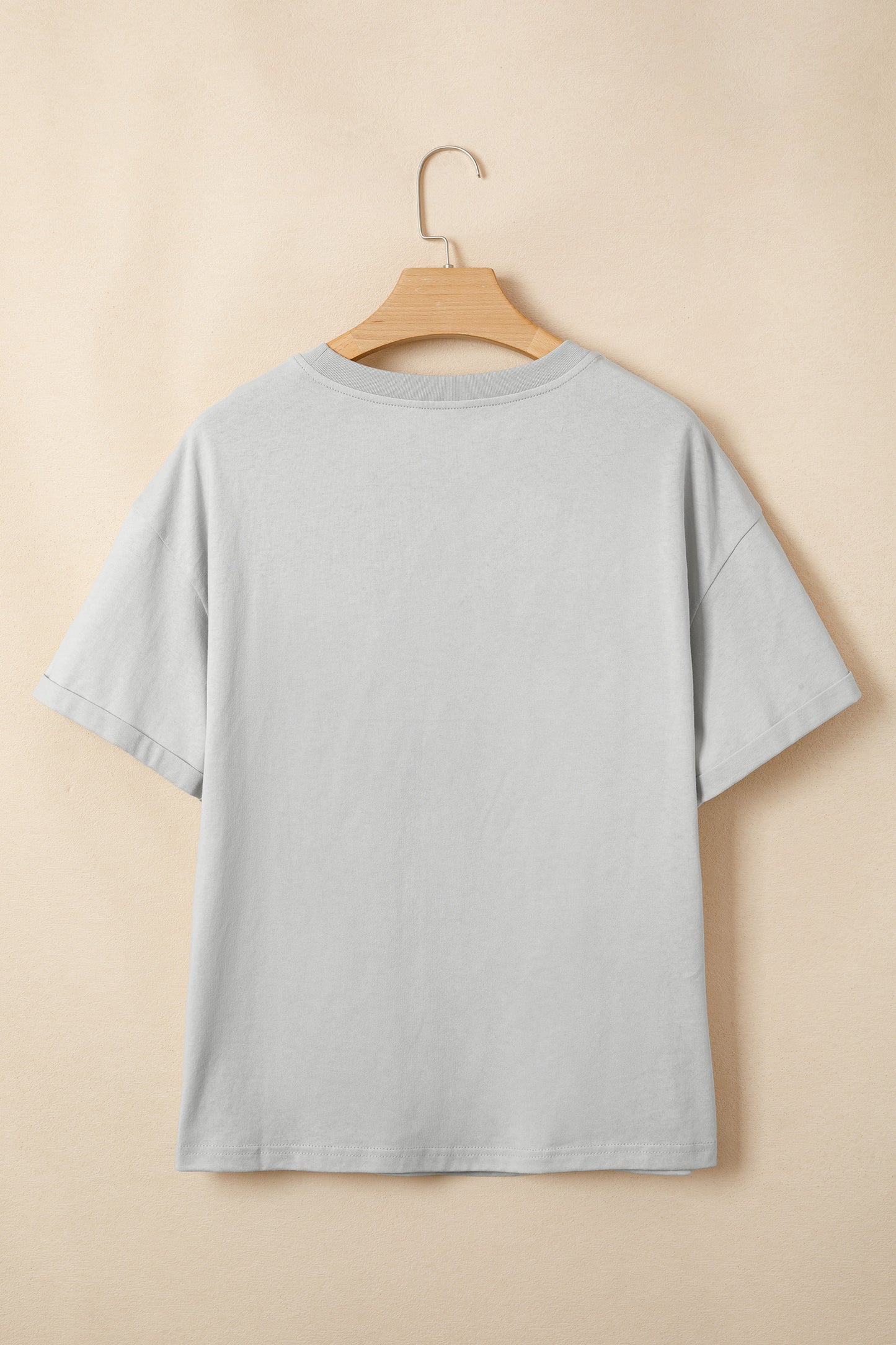 Light Gray Floral Bow-Patch T-Shirt