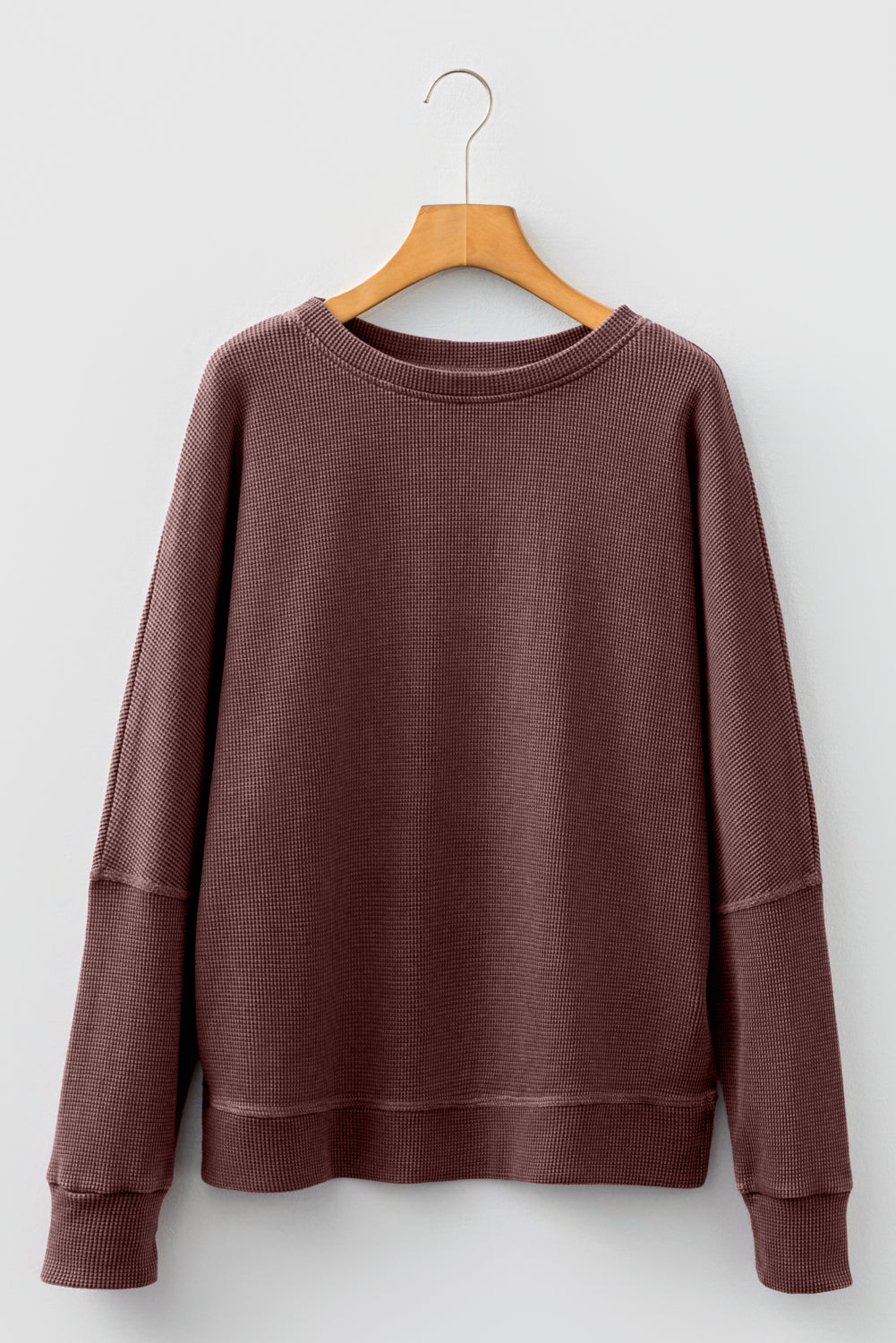 Dark Gray Waffle-Knit Relaxed Top