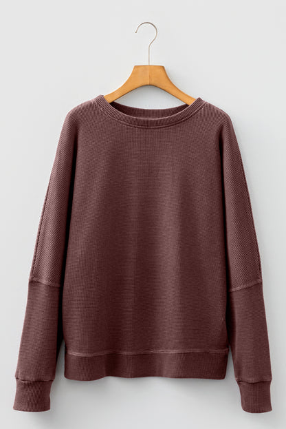 Dark Gray Waffle-Knit Relaxed Top