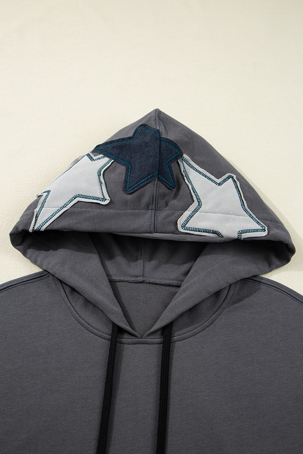 Carbon Gray Star-Appliqué Washed Hoodie