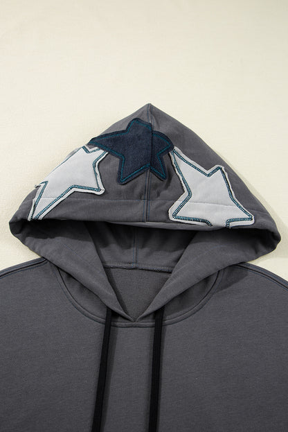 Carbon Gray Star-Appliqué Washed Hoodie