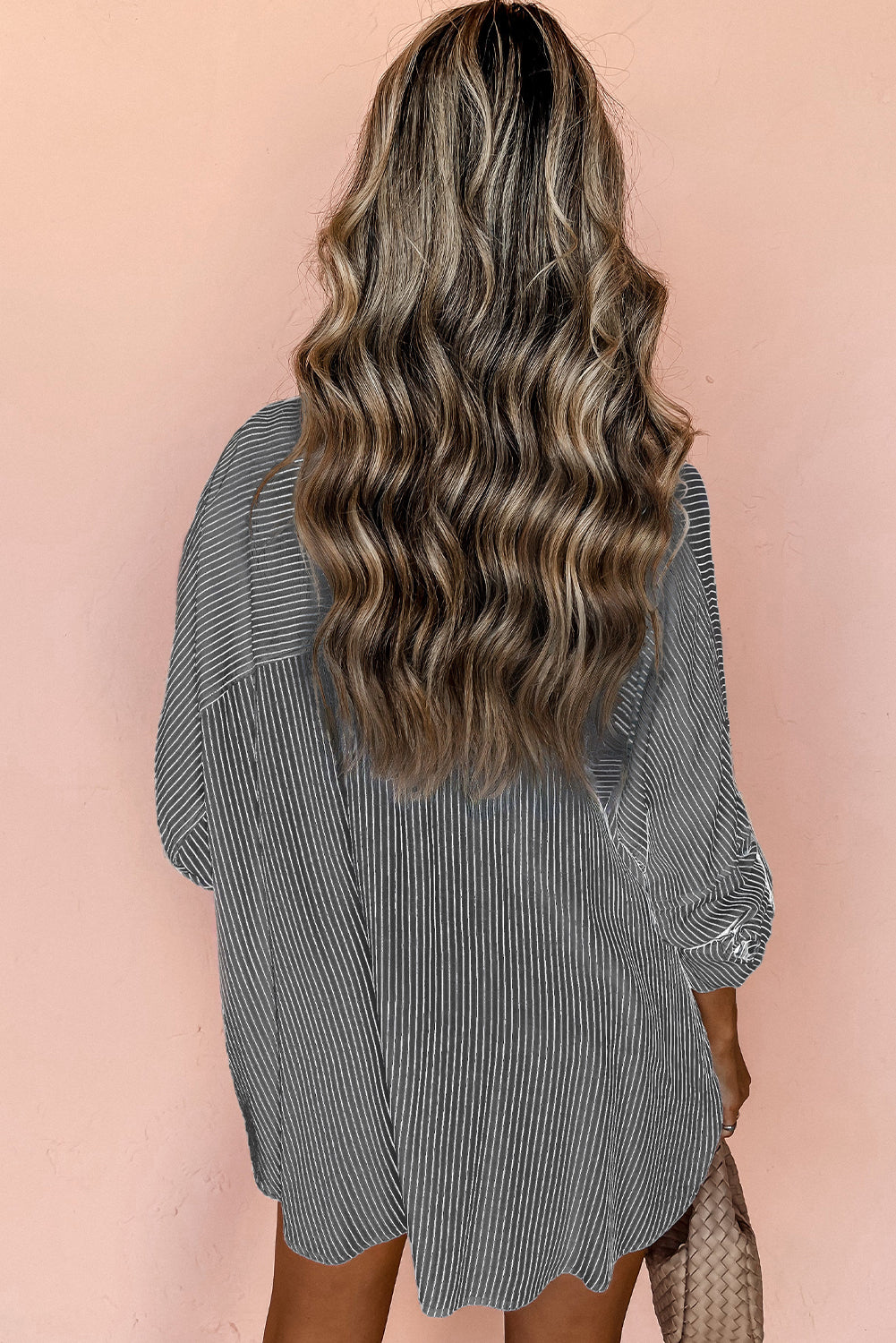 Striped Roll-Tab Longline Shirt