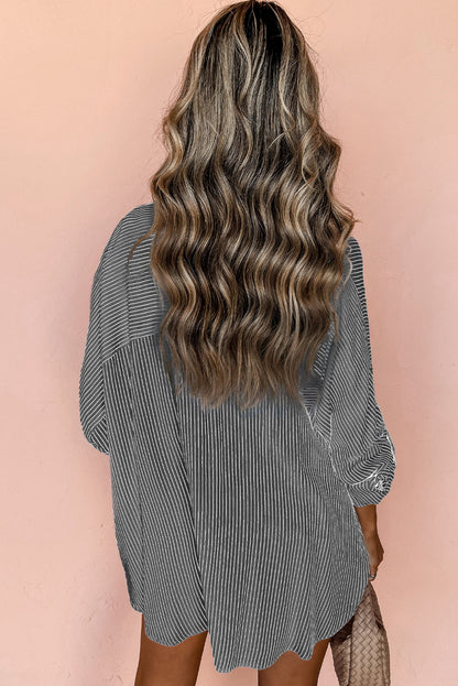 Striped Roll-Tab Longline Shirt