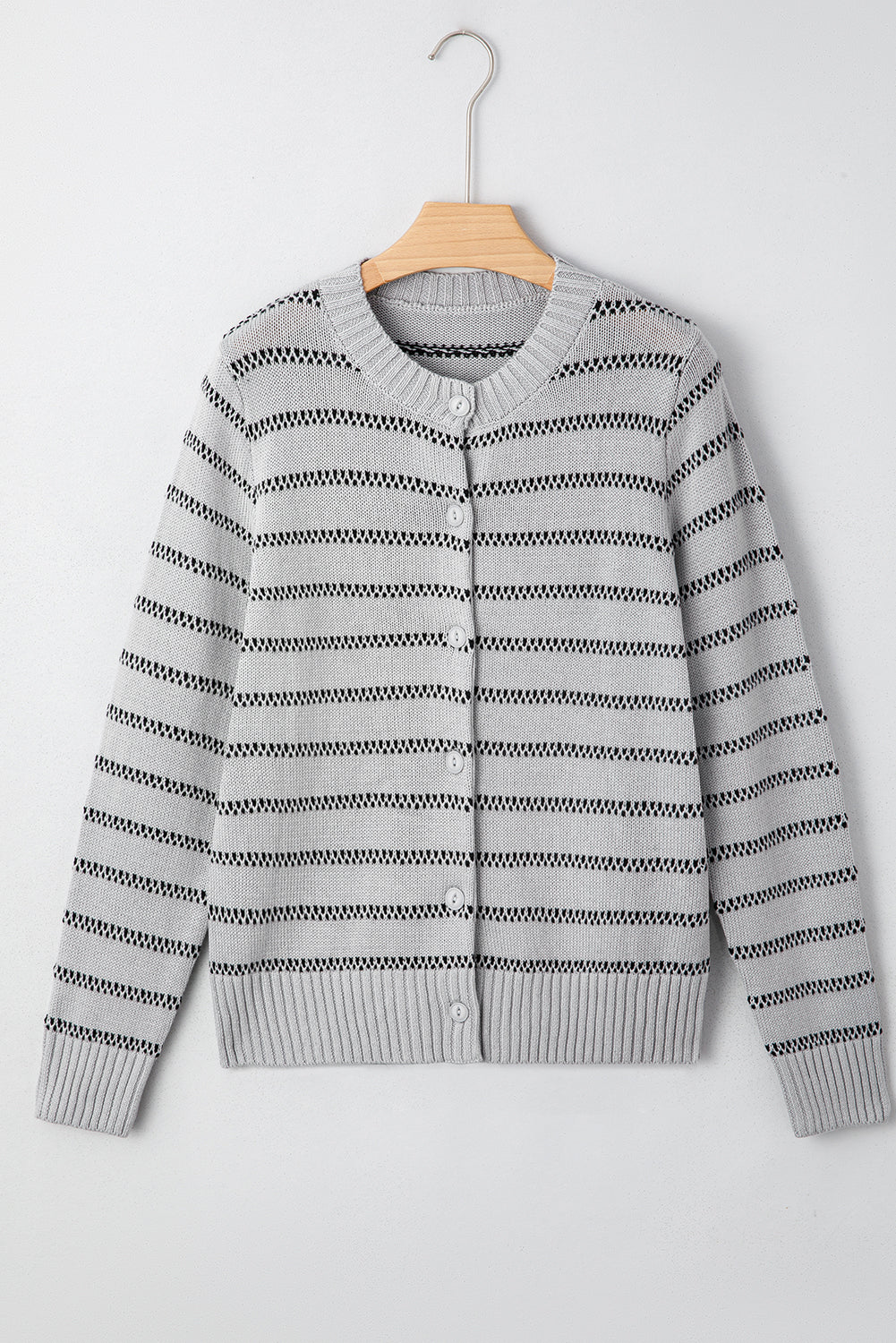 Gray Striped Short Cardigan