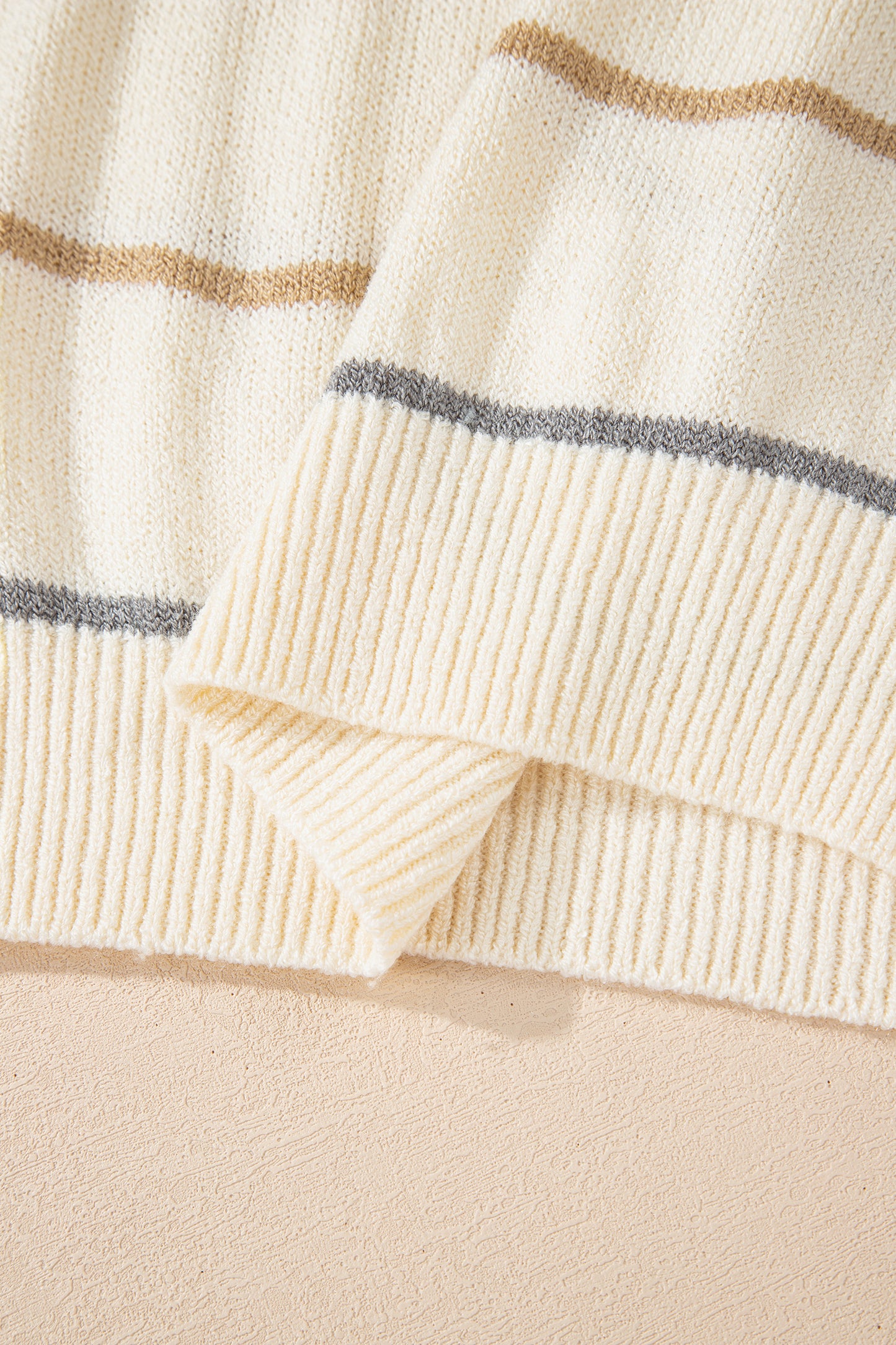 Cream Multicolor Striped Sweater Mini Dress