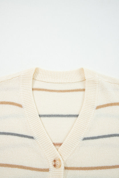 Cream Multicolor Striped Cardigan