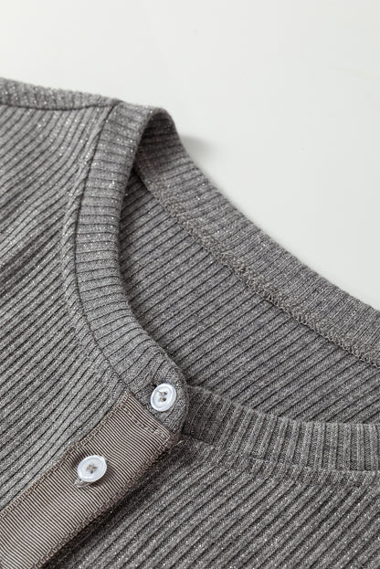 Sleet Gray Ribbed Slim Cardigan