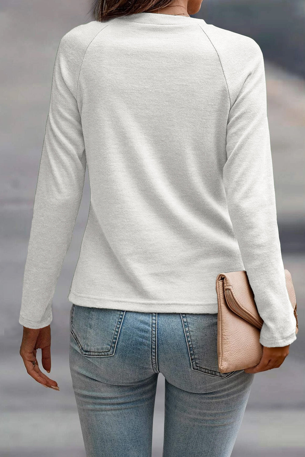 Navy Seam-Detail Raglan Top