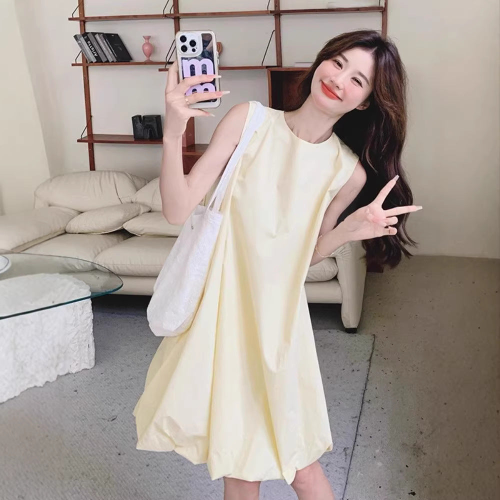 Petite Feminine Youthful Yellow Off-Shoulder Dress