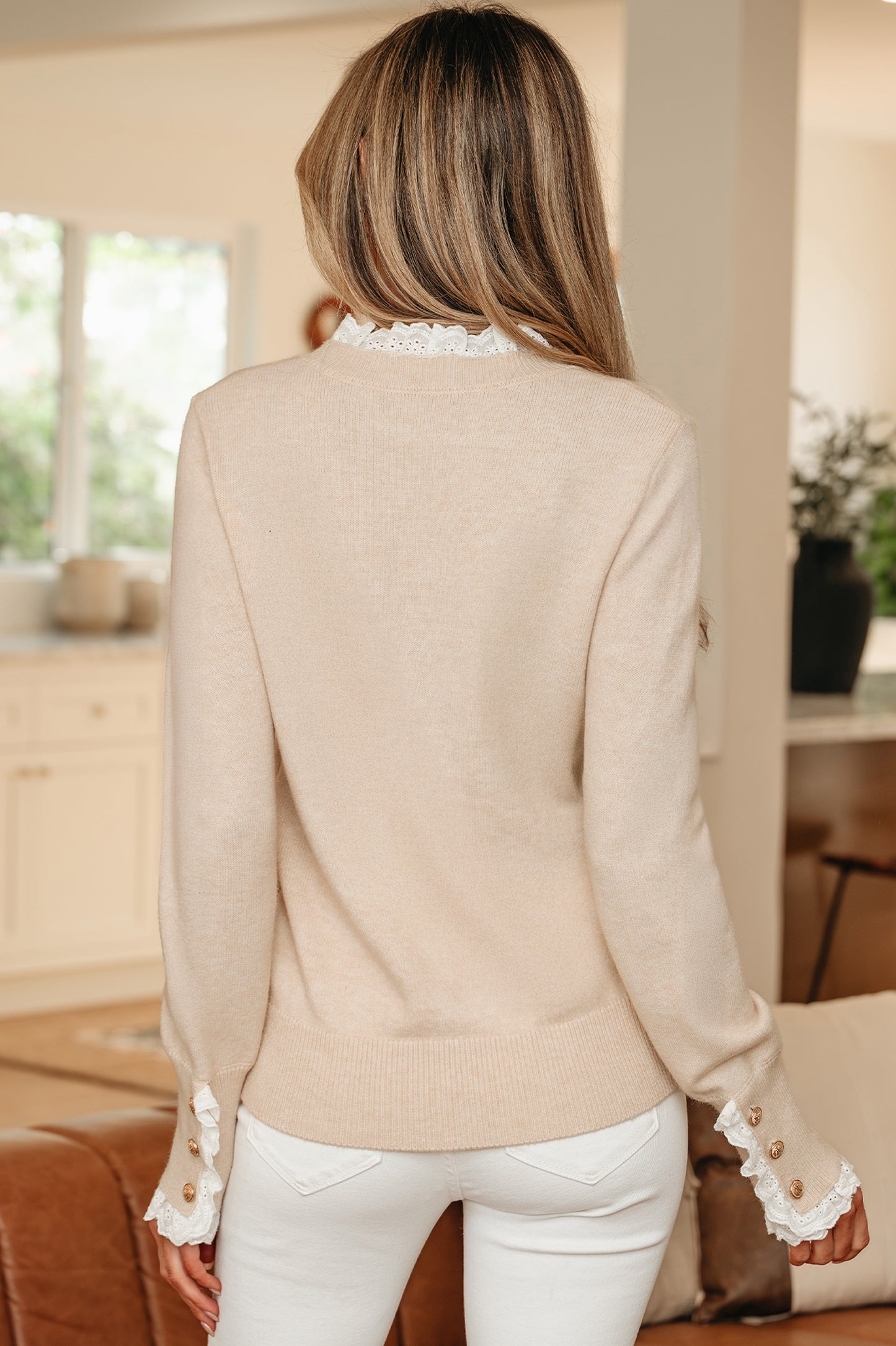 Jet Stream Lace-Trim Cuff Sweater