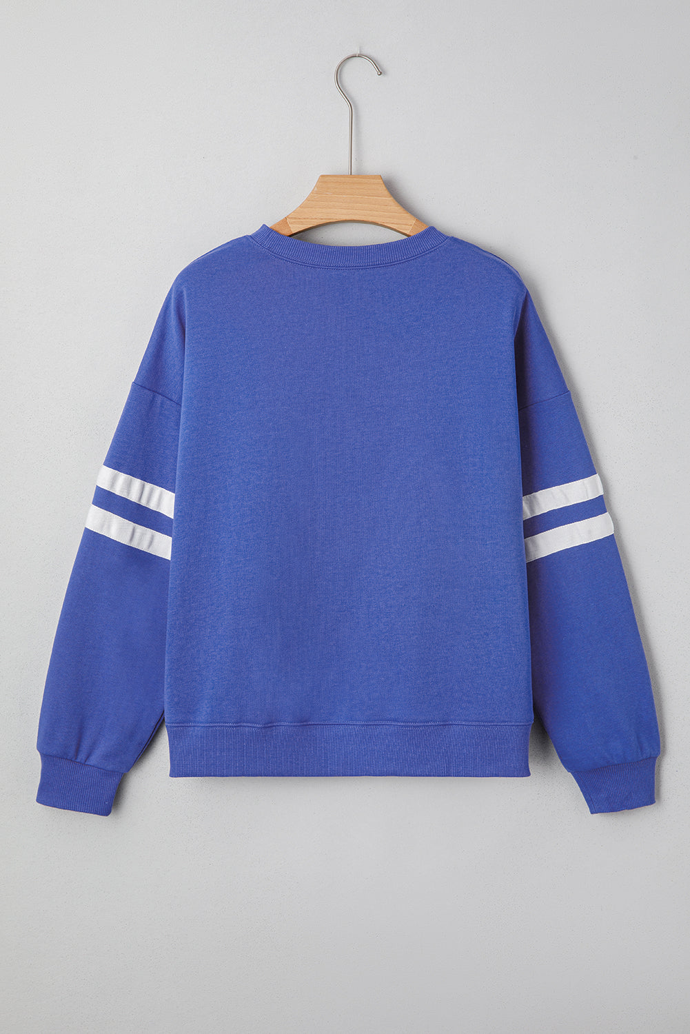 White Varsity Striped Detail Drop-Shoulder Oversized Sweatshirt