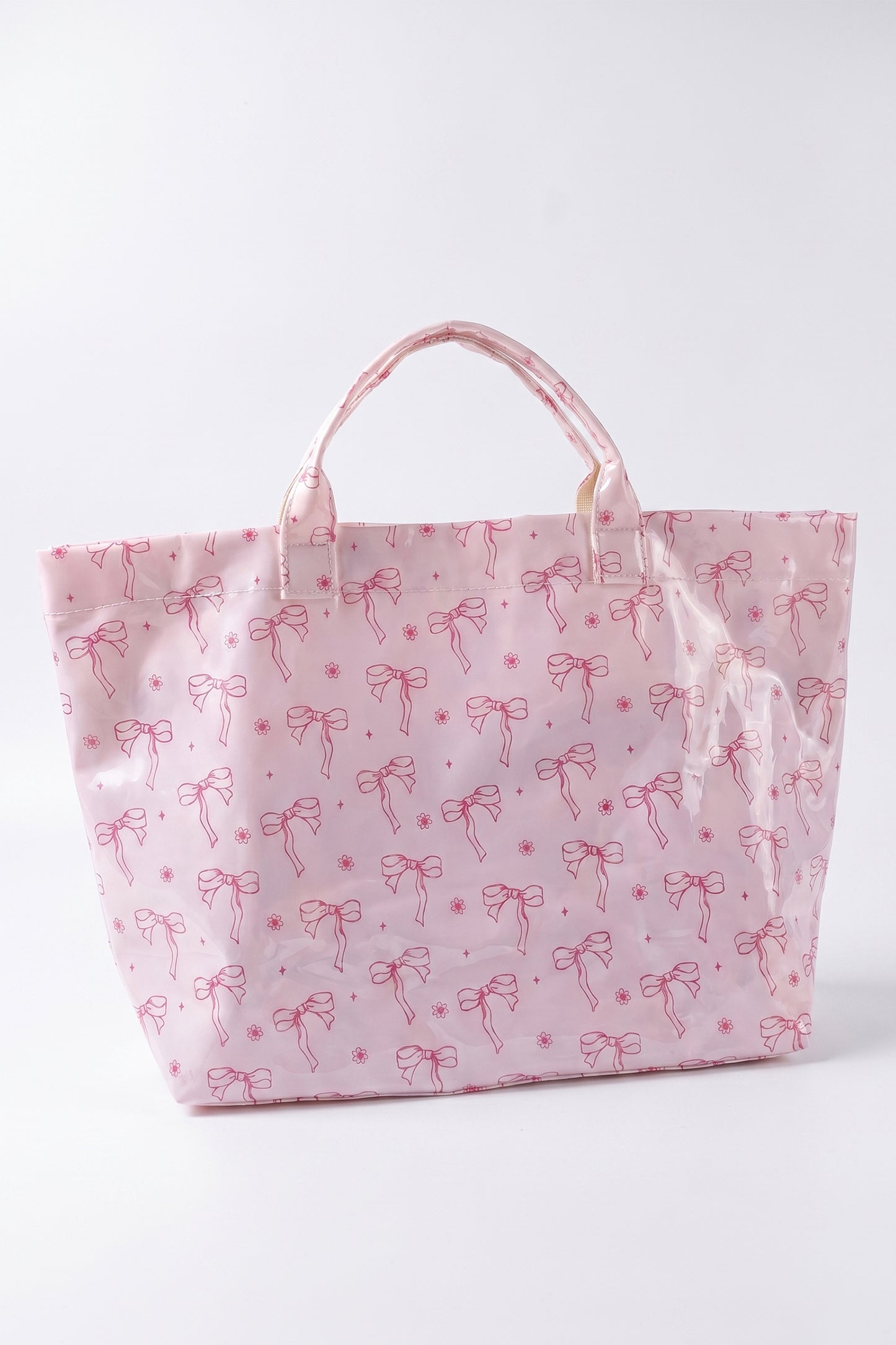 White Bow-Print Tote Bag