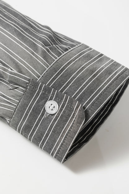 Black Stripe Oversized Button-Up Shirt