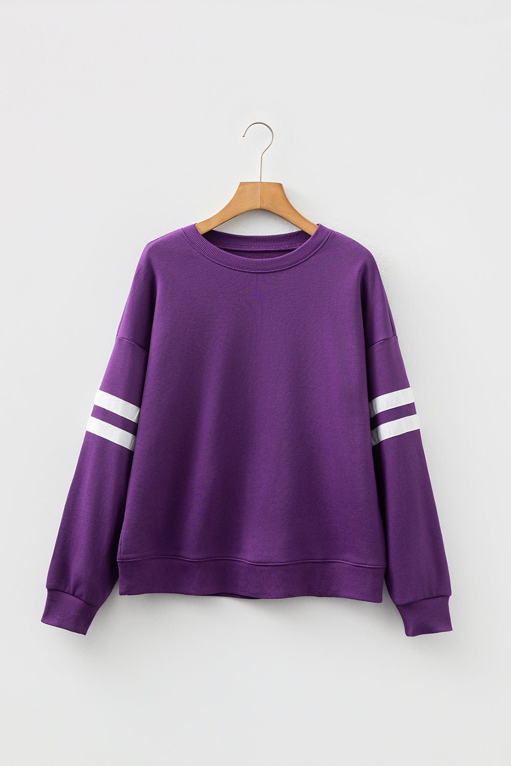 White Varsity Striped Detail Drop-Shoulder Oversized Sweatshirt