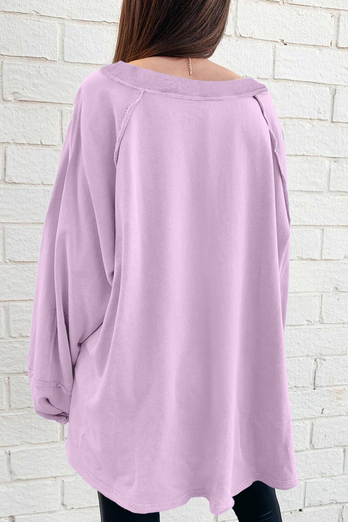 Beige Raw-Seam Oversized Sweatshirt