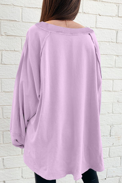 Beige Raw-Seam Oversized Sweatshirt