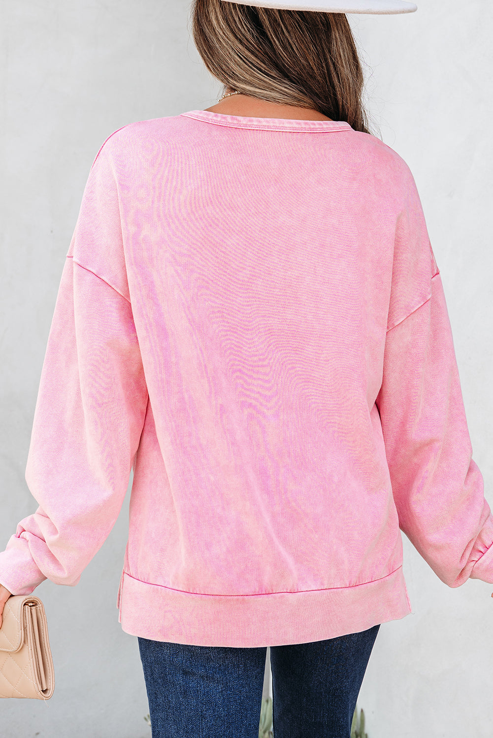 Orchid Bow-Appliqué Washed Sweatshirt