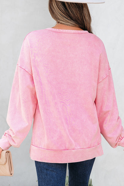 Orchid Bow-Appliqué Washed Sweatshirt