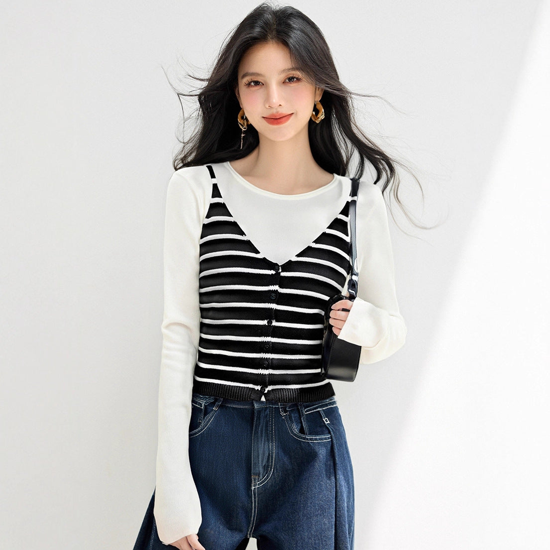 Style Knit Sweater for Women with Embroidery, Loose Oversized Pullover, Casual Layering Top for Autumn and Winter
