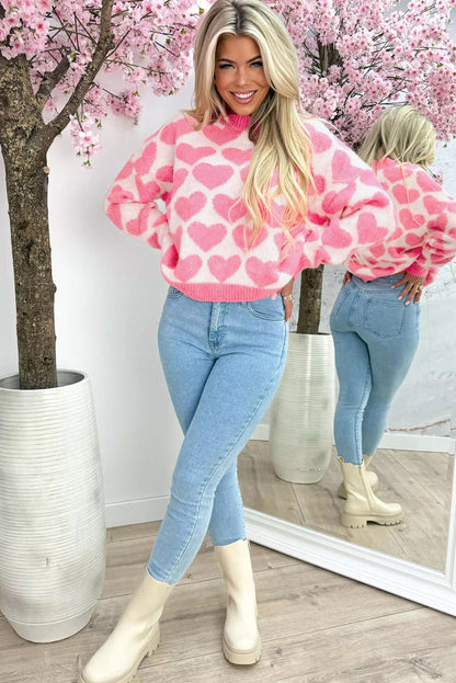 Strawberry Pink Heart-Graphic Sweater