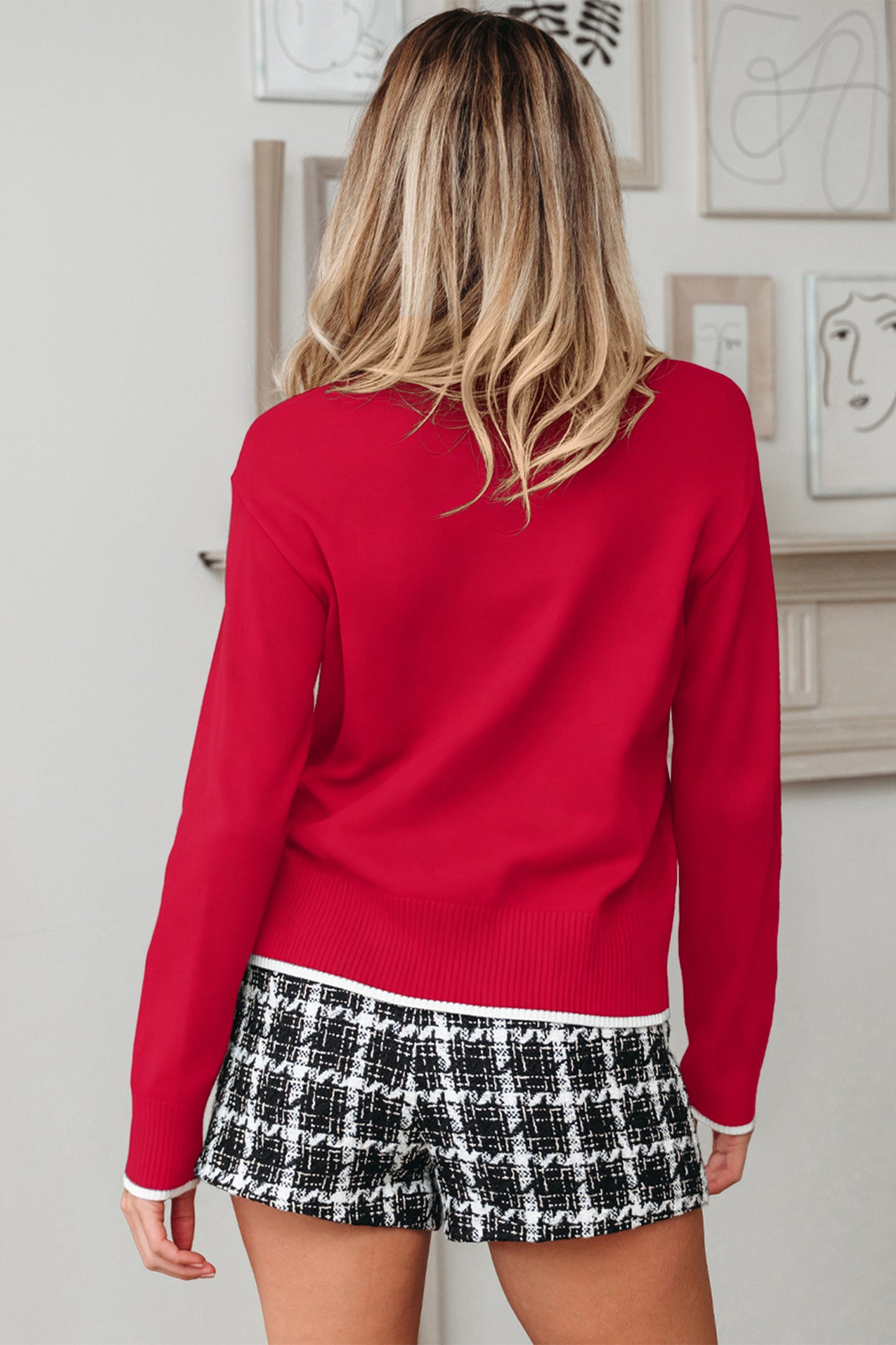 Black Bow-Accent Cropped Sweater