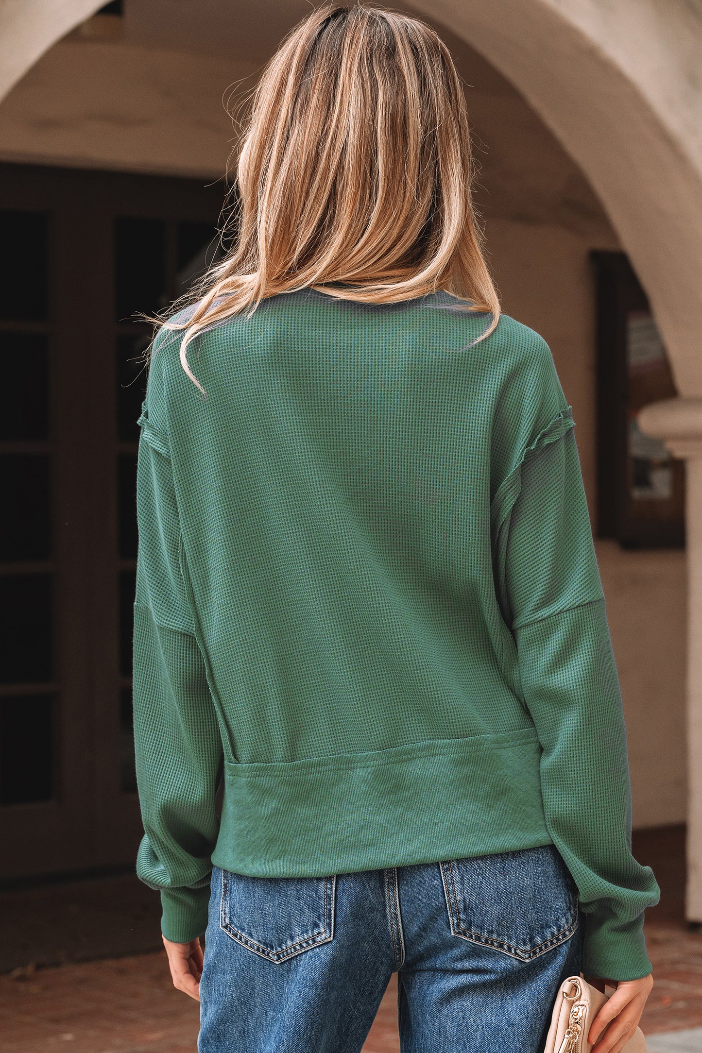 Evergreen Raw-Seam Textured Sweatshirt