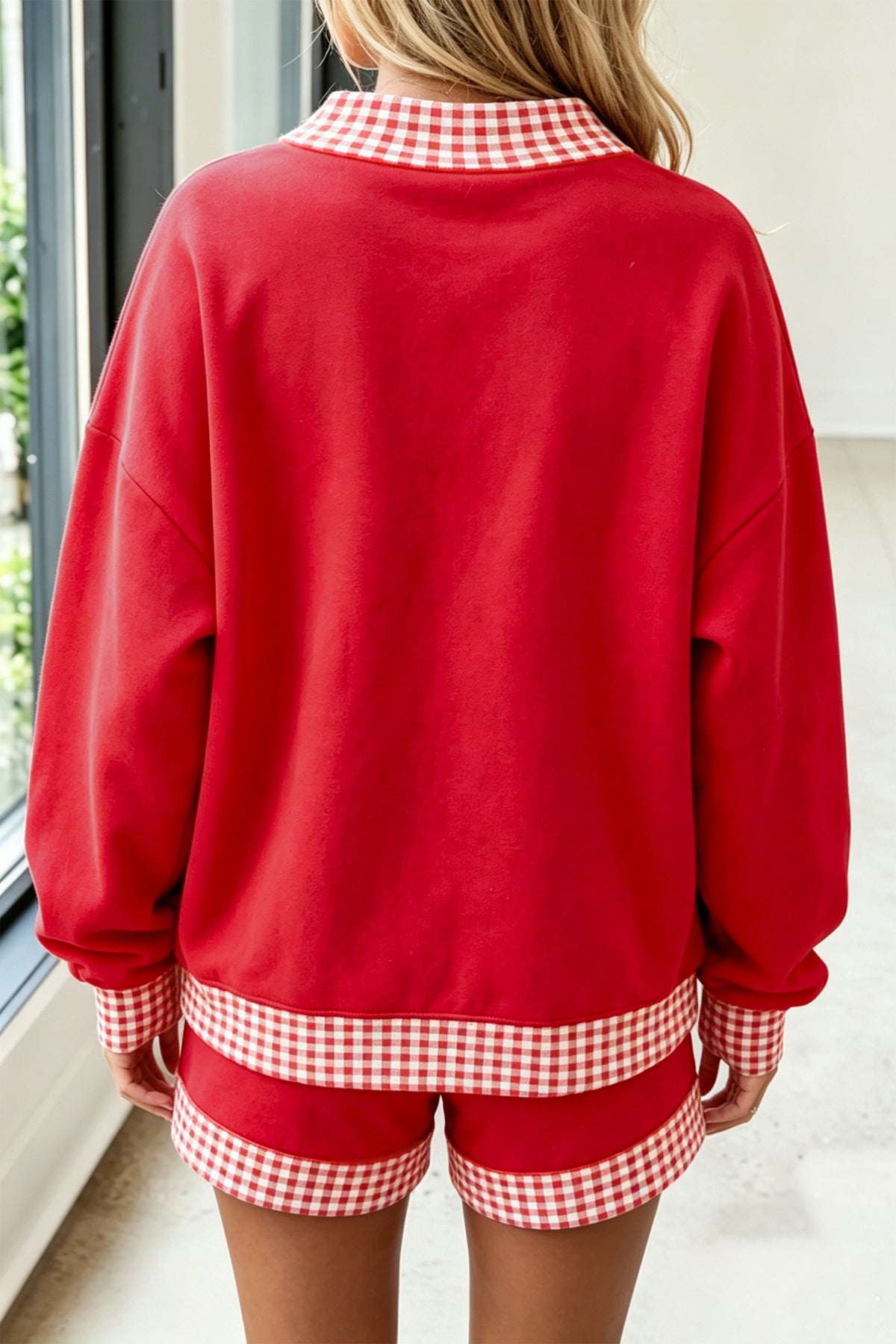 Polka-Dot Trim Pullover & Shorts Set
