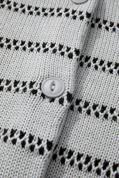 Gray Striped Short Cardigan