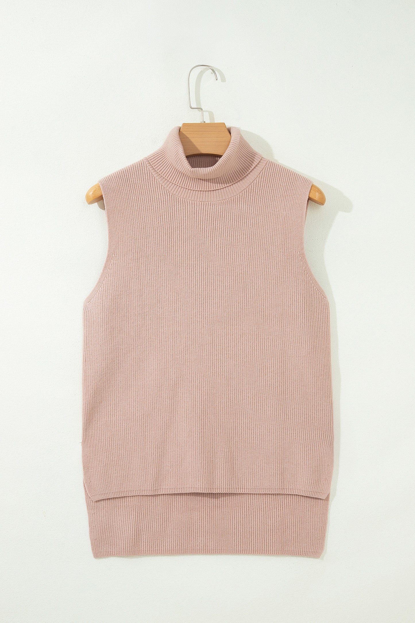 Light Beige High-Neck Sweater Vest
