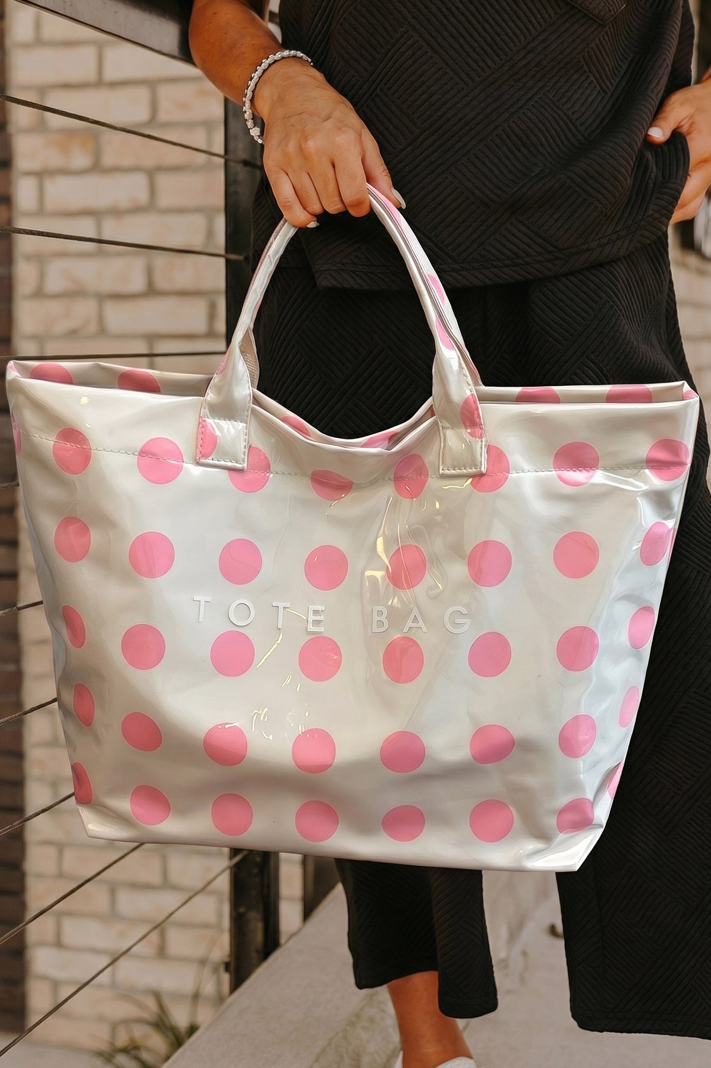 Dark Blue Polka-Dot Tote Bag