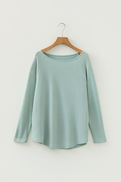 Moonlight Jade Textured Raglan Knit Top