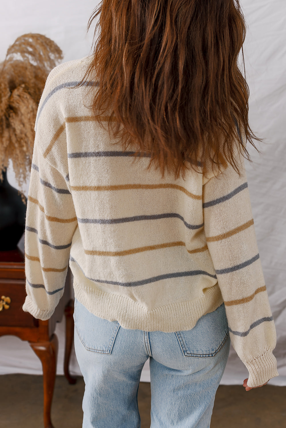 Pink Multicolor Striped Sweater