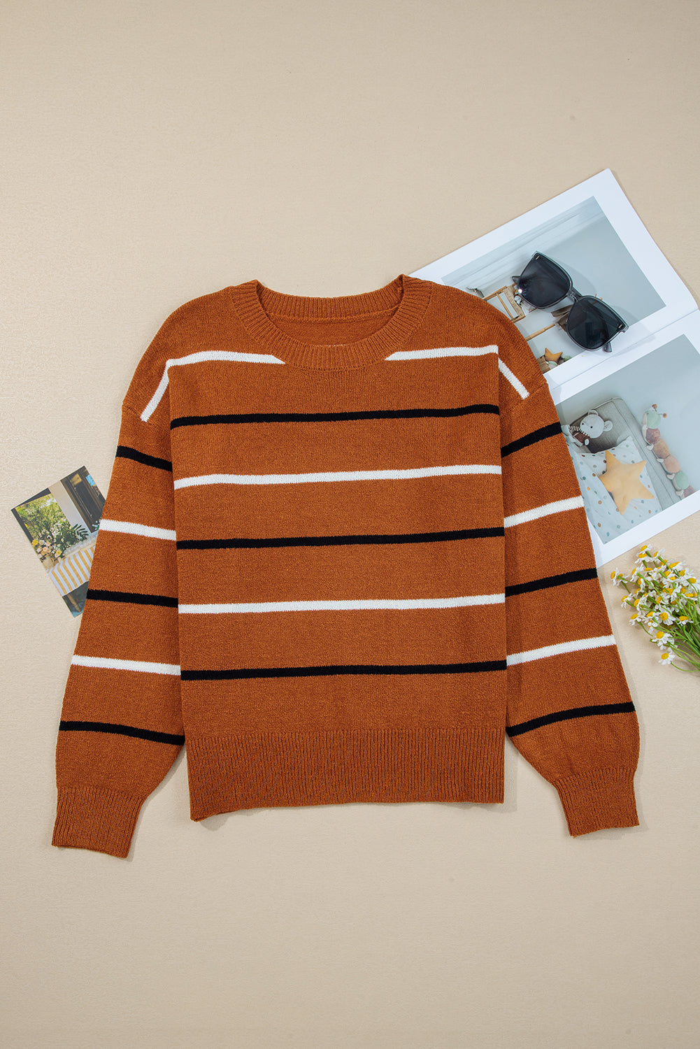 Pink Multicolor Striped Sweater