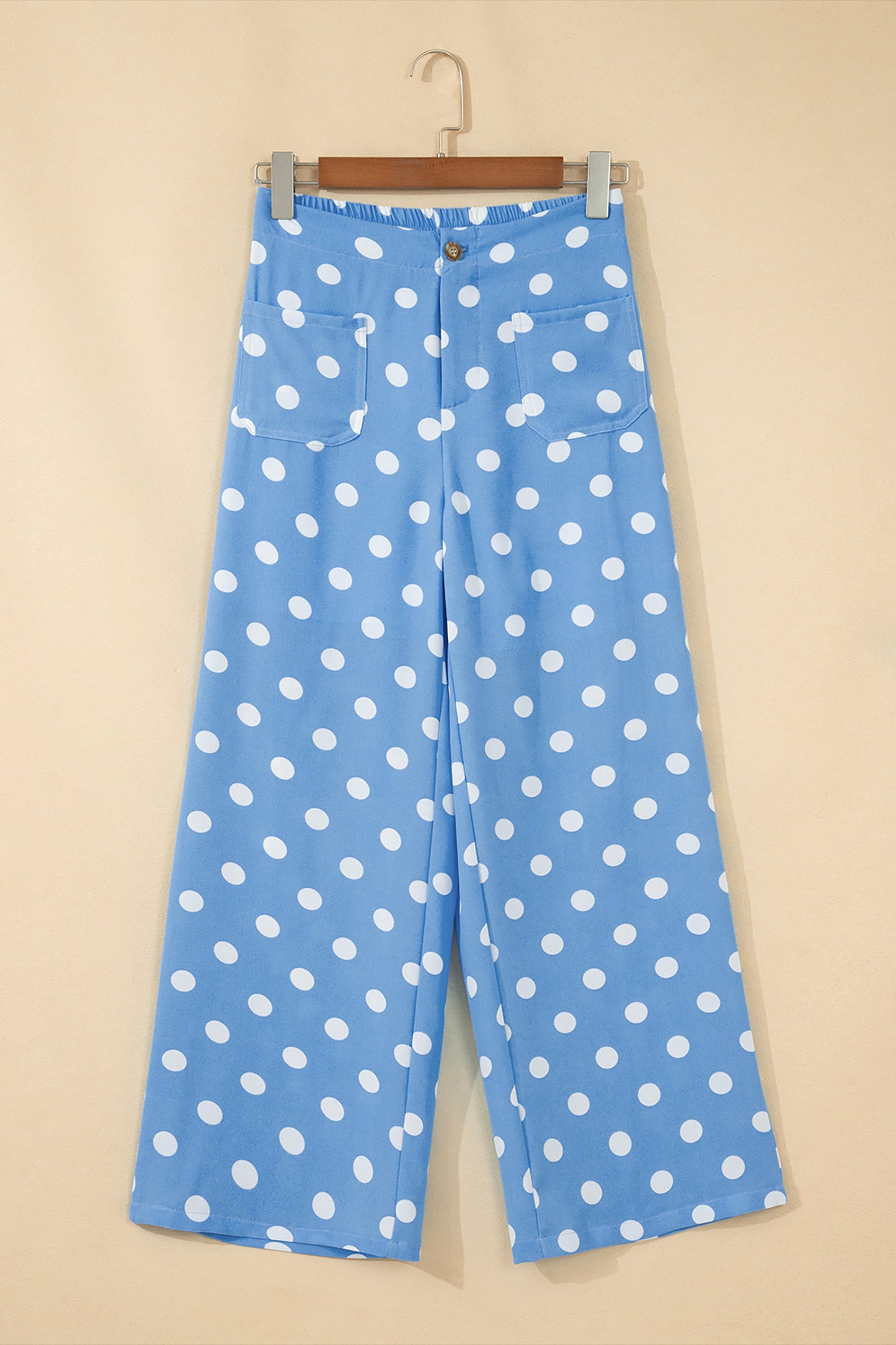 White Polka-Dot Straight-Leg Pants