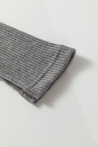 Sleet Gray Ribbed Slim Cardigan