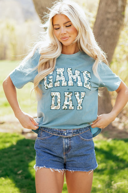 Stone Blue Camo Game Day Graphic T-Shirt