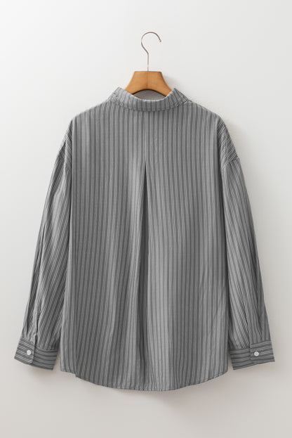 Black Stripe Oversized Button-Up Shirt