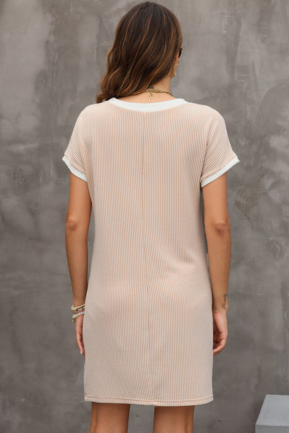 Apricot Contrast-Trim T-Shirt Shift Dress