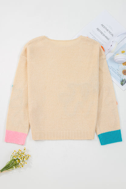 Jet Stream Floral Color-Block Sweater