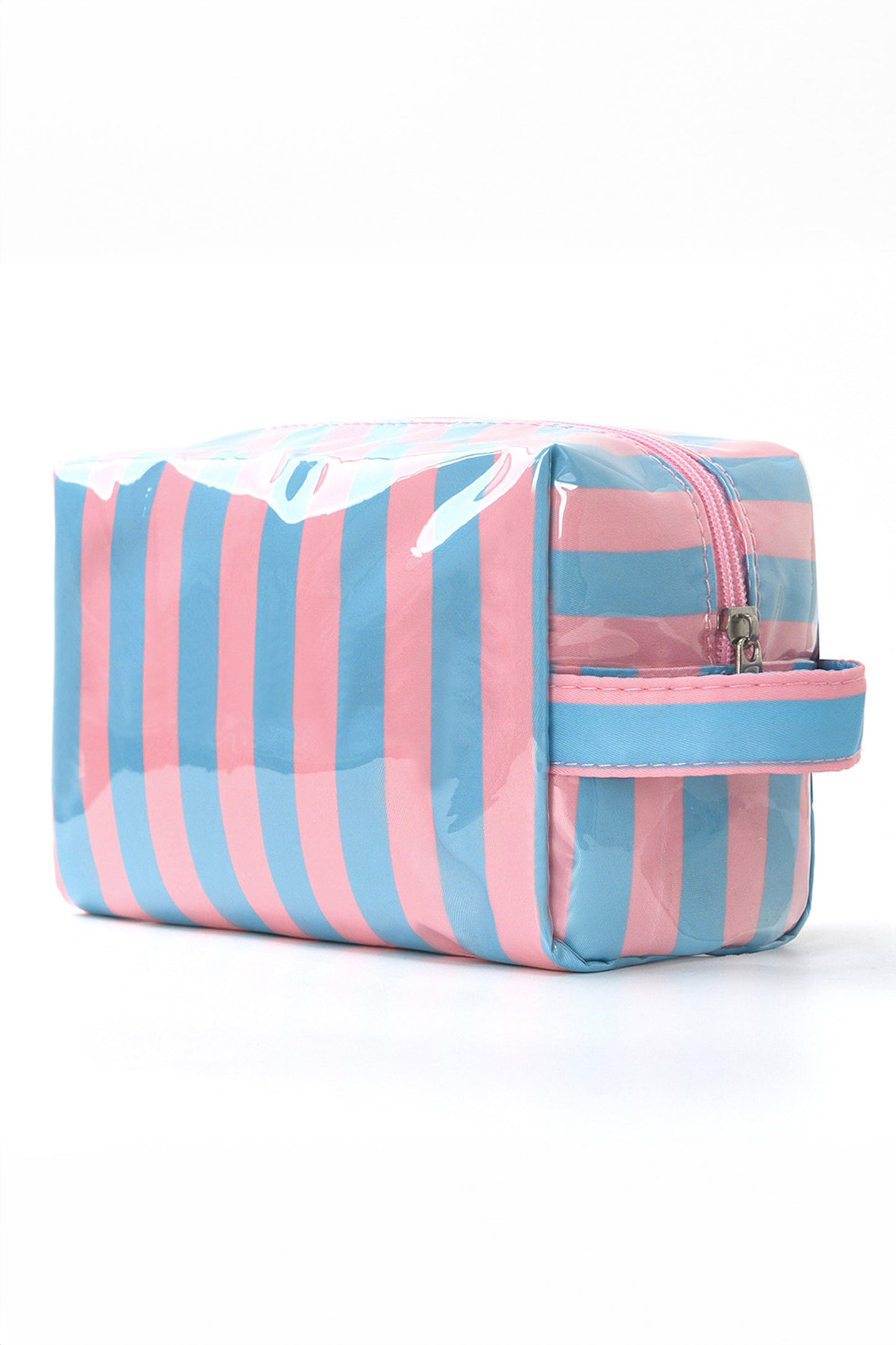 Pink Striped Travel Cosmetic Bag
