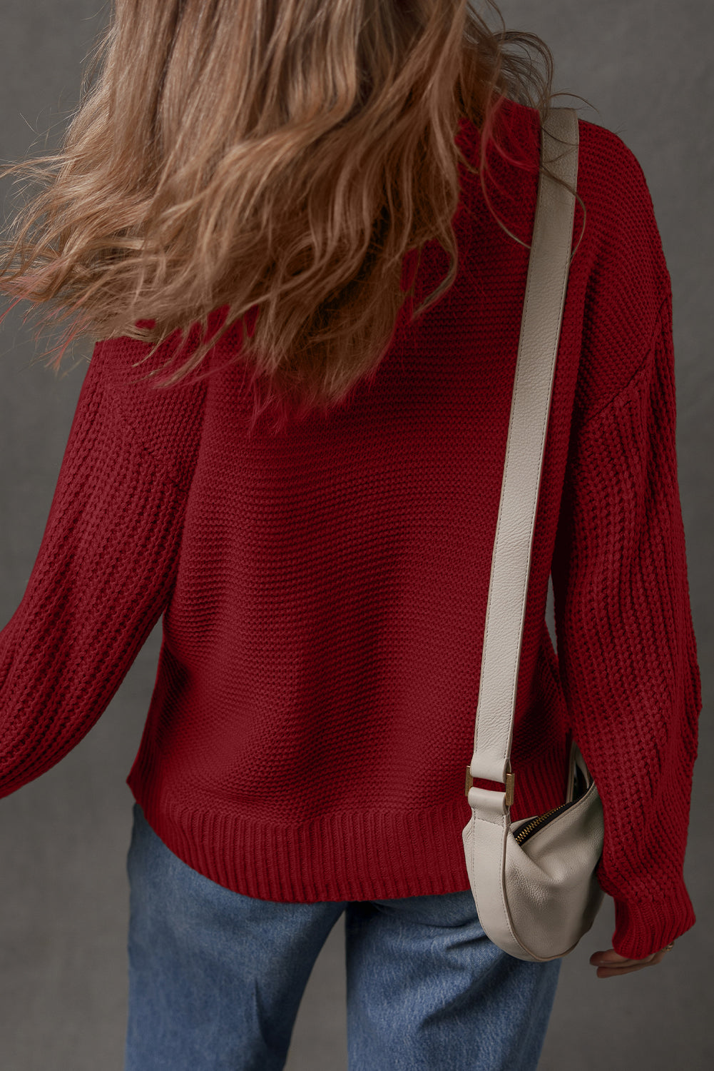 Dusty Blue Front-Seam Relaxed Sweater