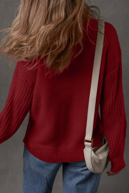 Dusty Blue Front-Seam Relaxed Sweater