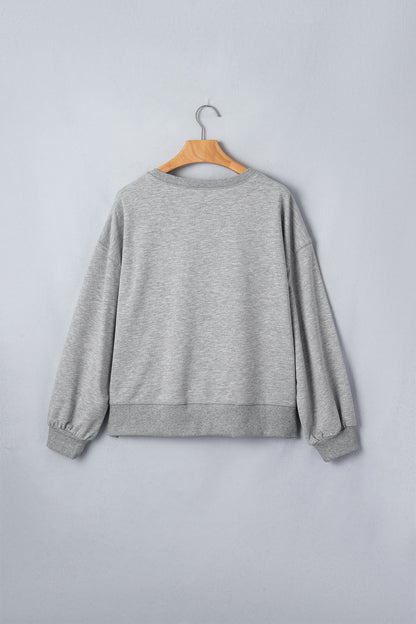 Gray Sequin Ghost Graphic Sweatshirt