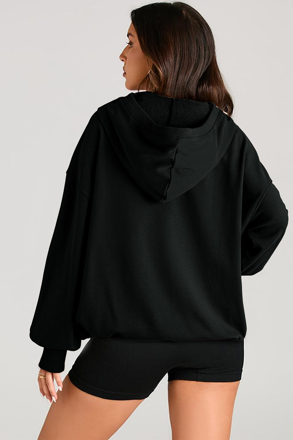 Light Gray Half-Zip Oversized Hoodie