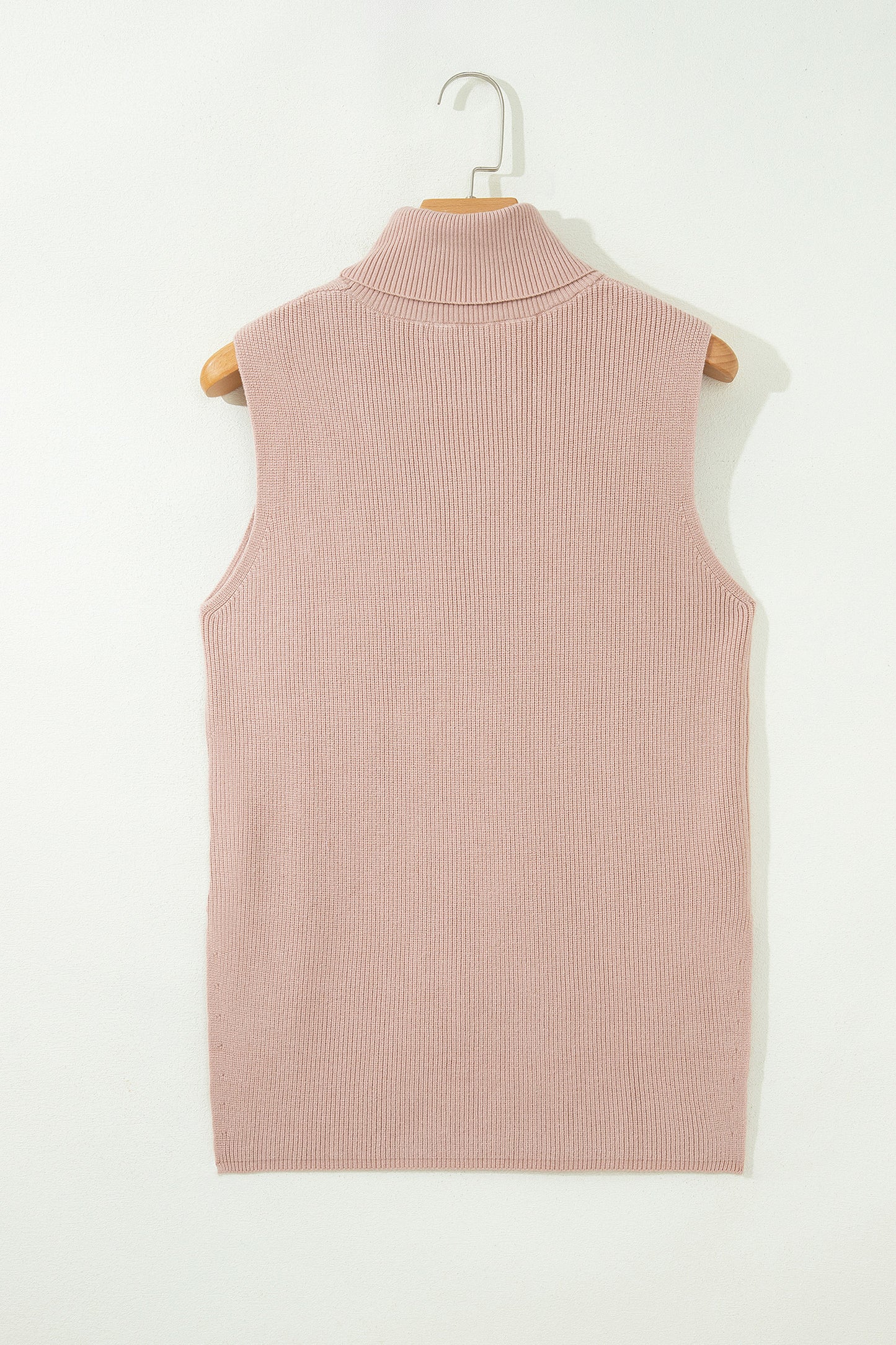 Light Beige High-Neck Sweater Vest