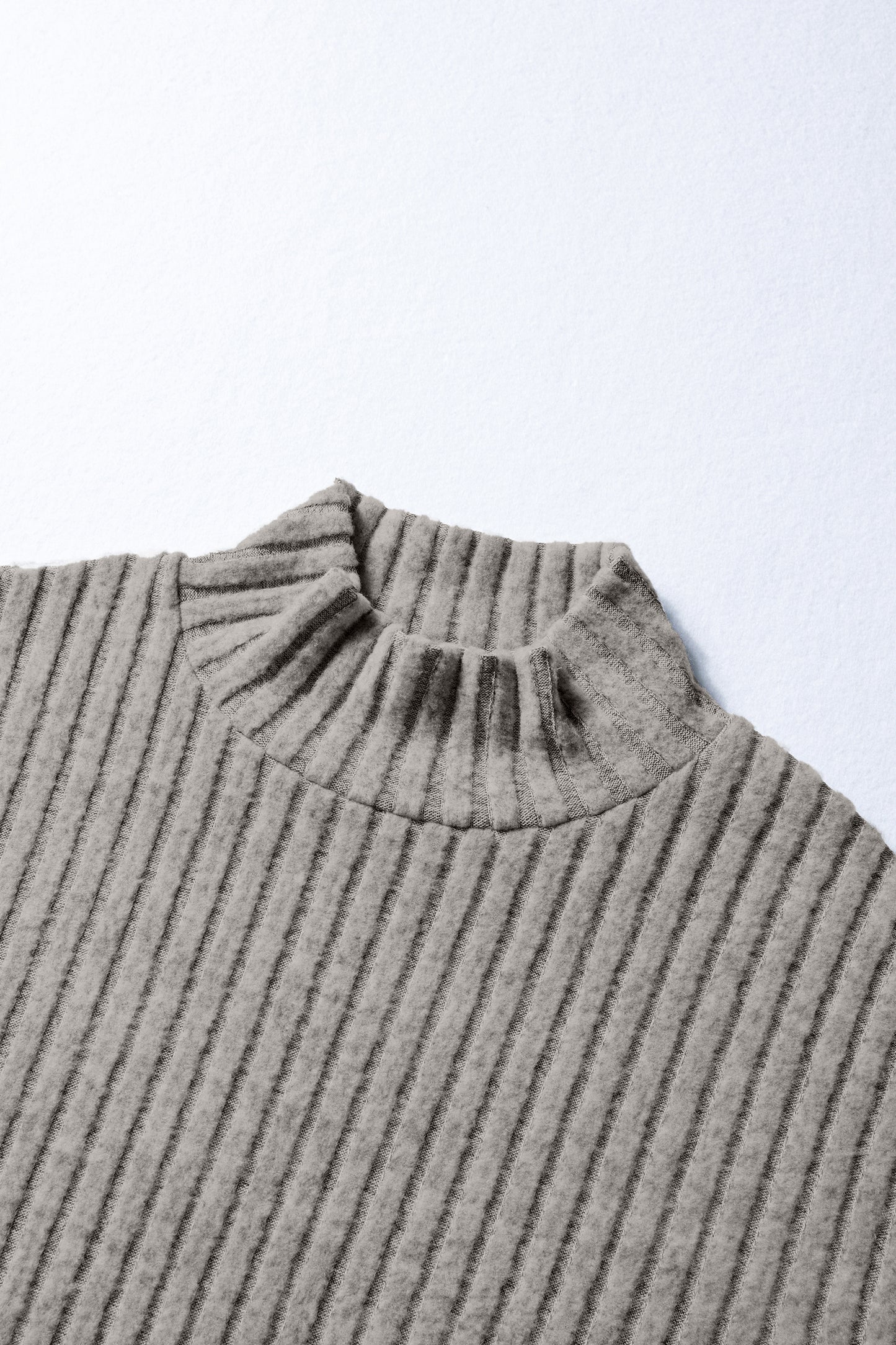 Gray Morn Ribbed High-Neck Knit Top