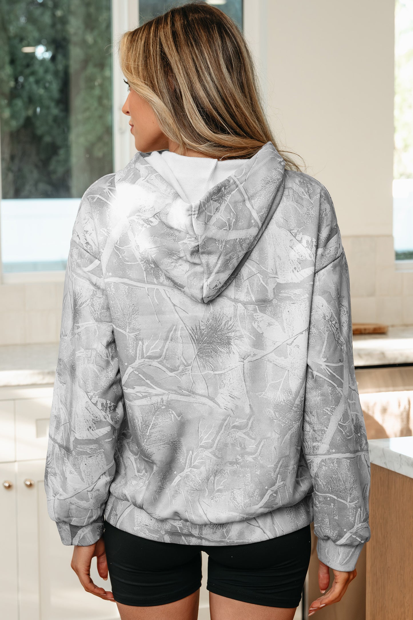 Gray Woodland-Camouflage Oversized Hoodie
