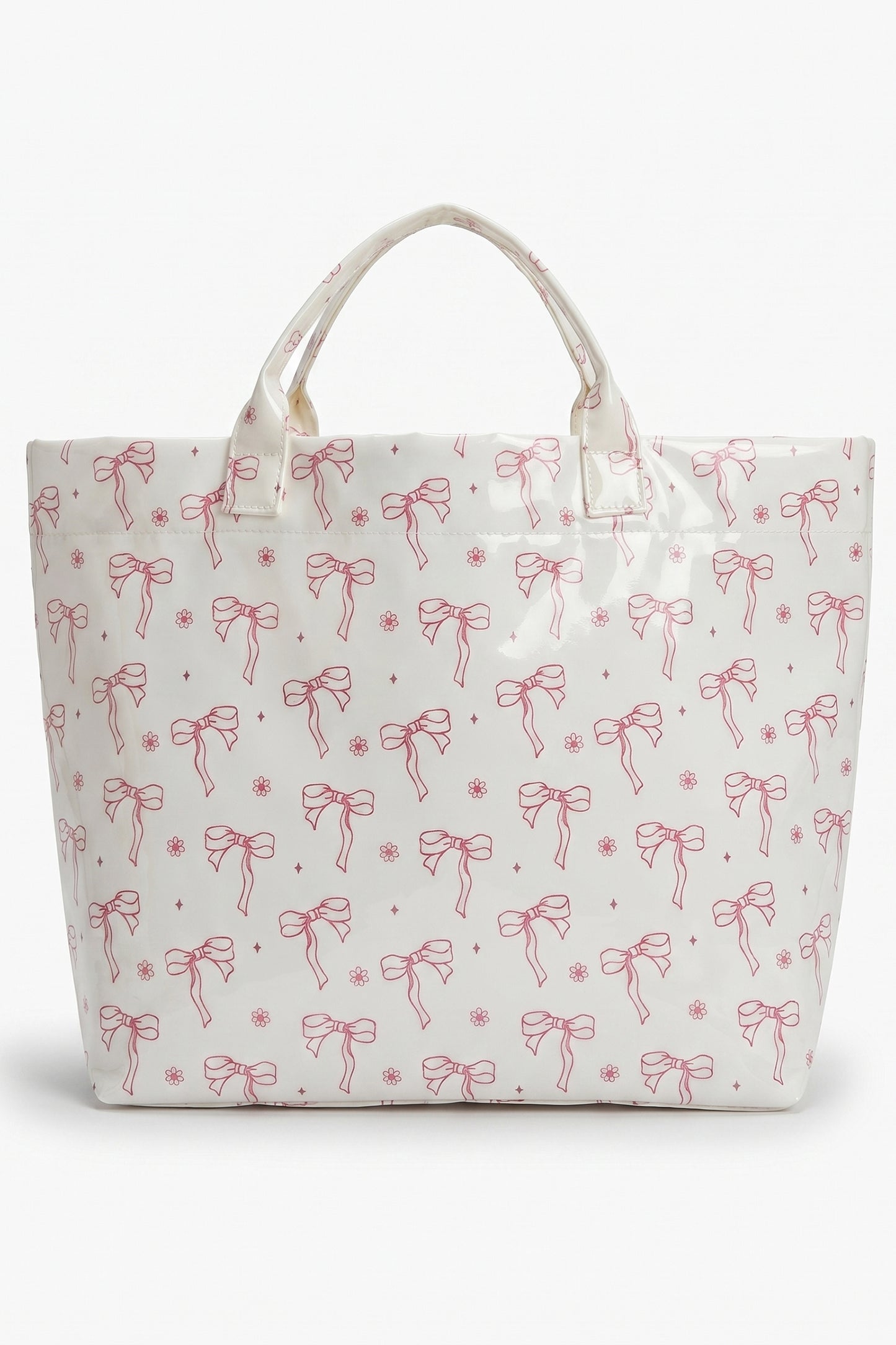 White Bow-Print Tote Bag